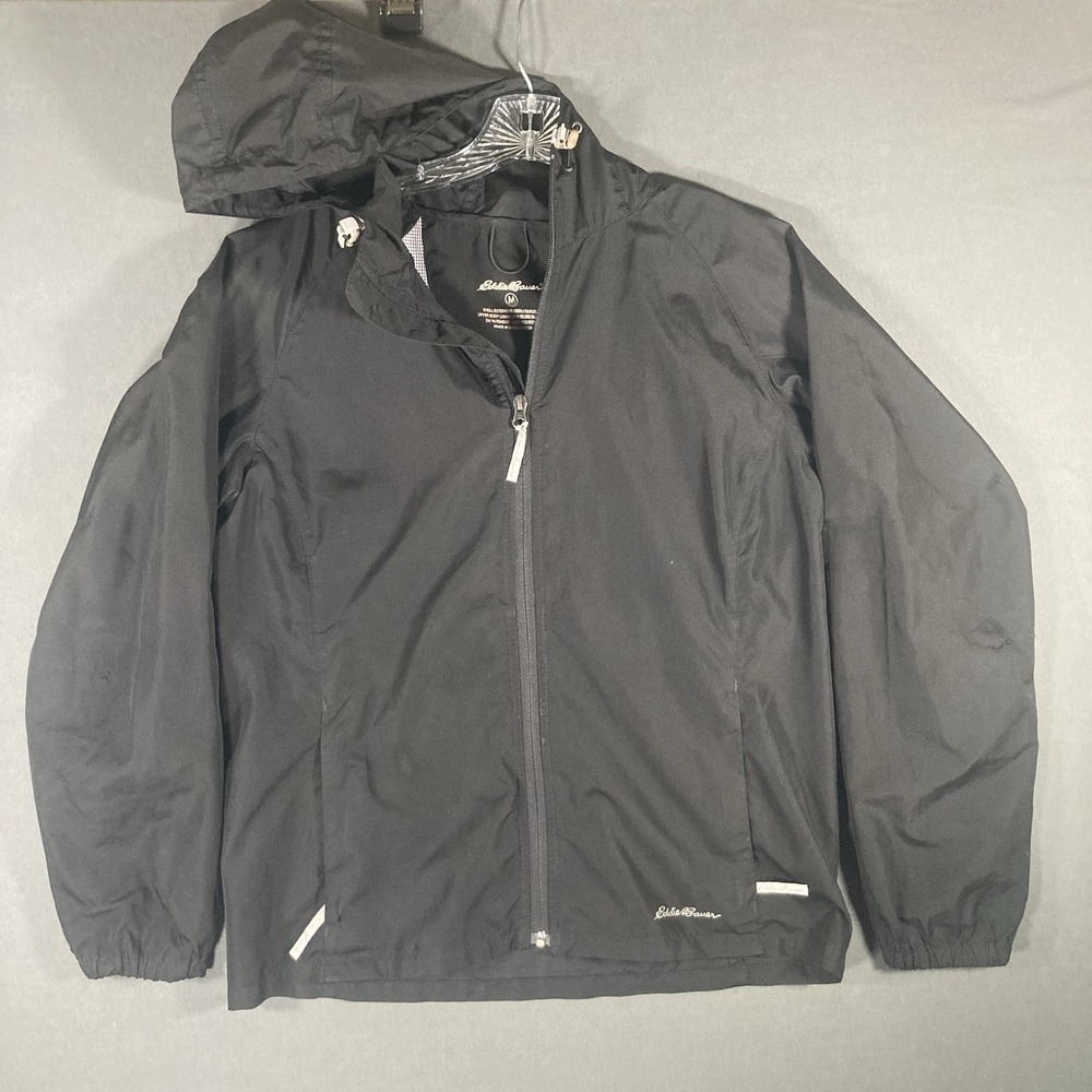 Eddie Bauer Mens Windbreaker Hooded Jacket‎ Black Size Medium